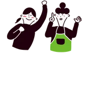 お店の後ろから2人の女性が現れてるイラスト
