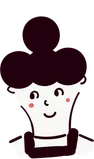お団子の髪型で微笑む店員のイラスト