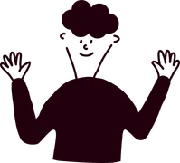 イラスト:両手を広げて笑顔な男性がコメントしている