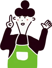 エプロンをつけた店員さんがおすすめポイントを教えてくれている