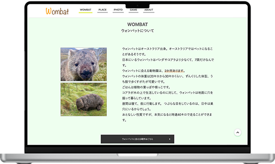 ウォンバットの生態や魅力を解説した紹介セクション